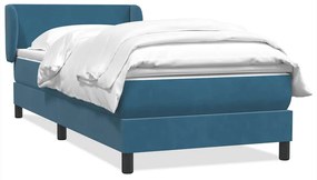 Giroletto A Molle Con Materasso Blu Scuro 100x220 Cm İn Velluto /