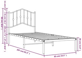 Giroletto con Testiera Metallo Bianco 80x200 cm