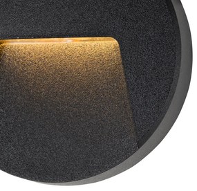 Set di 6 faretti da parete esterni rotondi neri con LED integrato IP65 - Gem