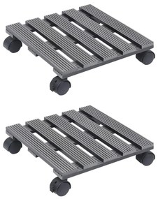 Carrelli Portavasi 2 Pz Grigi 30x30x7,5 Cm İn Wpc /