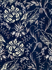 Mindthegap Tapete Folk Embroidery - Indigo/  Off White
