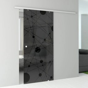 Porta scorrevole reversibile Euclide Fumè in alluminio nero, L 96 x H 215 cm, con binario Atena