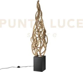 Piantana epigea h.150cm d.37cm base 33x33cmin legno intrecciato e b...