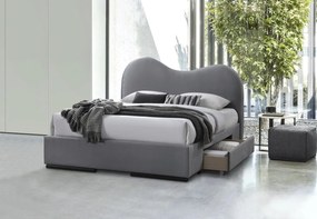 AMBER 160 letto matrimoniale con cassetti in velluto grigio chiaro