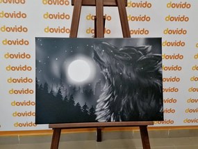Stampa su tela – Luna dei lupi in bianco e nero