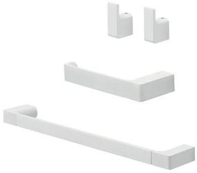 Set accessori bagno 3 pezzi da parete in acciaio bianco Pirenei