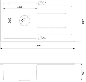 Sapho - Lavello da cucina 77x44 cm granito/nero
