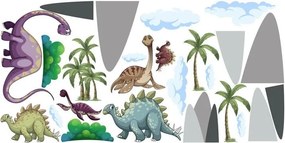 Adesivo murale per bambini il mondo perduto dei dinosauri 100 x 200 cm
