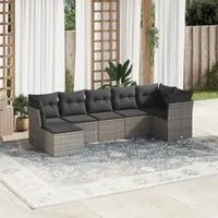 Set Divani da Giardino 7 pz con Cuscini Grigio in Polyrattan 3217970