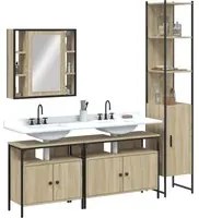 Set Mobili da Bagno 4 pz Rovere Sonoma in Legno Multistrato 3214746