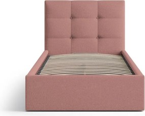 Letto singolo imbottito rosa con contenitore con rete inclusa 90x200 cm Phaedra – Micadoni