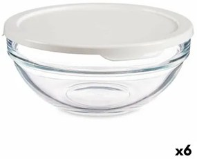 Porta Pranzo Rotondo con Coperchio Chefs Bianco 595 ml 14 x 6,3 x 14 cm (6 Unità)