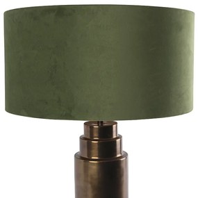 Lampada da tavolo Art Déco in bronzo con paralume in velluto verde e oro 50 cm - Bruut
