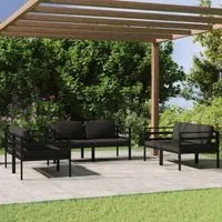 Set Divani da Giardino 6 pz con Cuscini in Alluminio Antracite cod mxl 35799