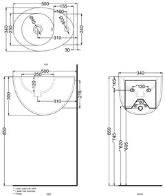 Cielo Le Giare lavabo sospeso 34x50 monoforo con troppopieno in ceramica lavagna