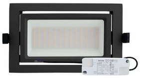 Faro LED da Incasso 44W Rettangolare, Foro 210x130, Nero - PHILIPS Certadrive Colore  Bianco Naturale 4.000K