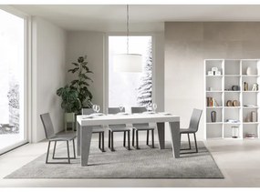 Tavolo allungabile 90x160/420 cm Naxy Mix piano Bianco Frassino - gambe Cemento