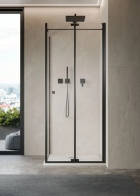 Box Doccia a Soffietto 90 Cm Giava "Soffio" Nero Essenza/Vetro Trasparente