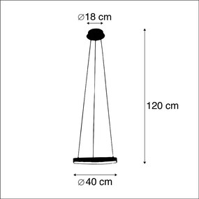 Lampada a sospensione di design nera 40 cm incl. LED dimmerabile a 3 step - Anello