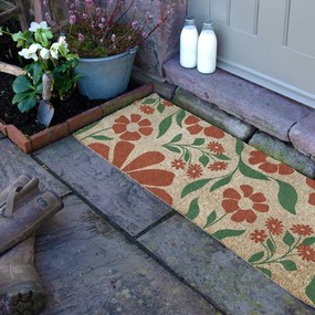 Zerbino in fibre di cocco 40x120 cm Red &amp; Green Floral – Artsy Doormats