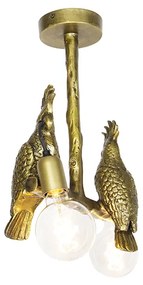 Lampadario vintage ottone 2 luci - Animal Parrot