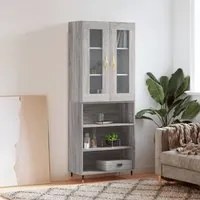 Credenza Grigio Sonoma 69,5x34x180 cm in Legno Multistrato 3198711