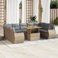 Set Divano da Giardino 10 pz con Cuscini Beige in Polyrattan 3327307