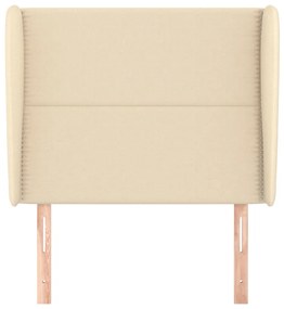 Testiera ad orecchio crema 93x23x118/128 cm in tessuto