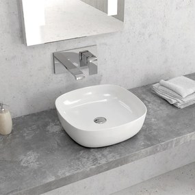 New Line Quadro Lavabo 37,5x37,5 Da Appoggio In Porcellana Bianco