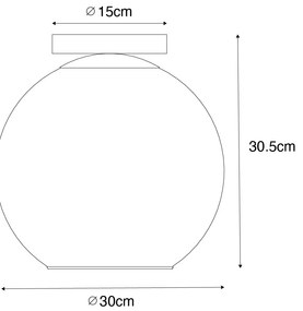 Plafoniera di design nera con vetro dorato - Bert