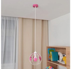 Lampadario a sospensione per bambini STARS 1xE27/15W/230V rosa/bianco