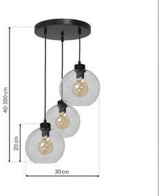 Lampadario su filo SOFIA 3xE27/60W/230V trasparente