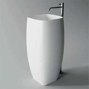 Lavabo Freestanding Con Scarico a Parete 47,5 Cm Alice Ceramica "Nur Open" Bianco Opaco