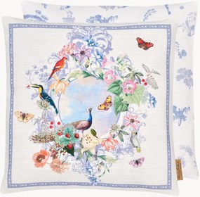 Copricuscino reversibile in cotone Peacock