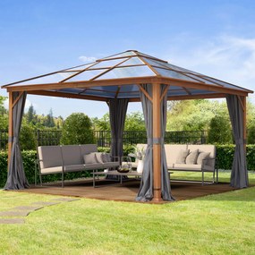 TOOLPORT Gazebo da giardino Hardtop Forest Deluxe loft grigio, 4x4 m, look rovere - (300197)