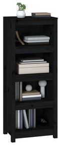 Libreria nera 50x35x125,5 cm in legno massello di pino