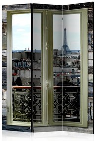 Paravento design Vedute parigine - finestra con vista sulla città