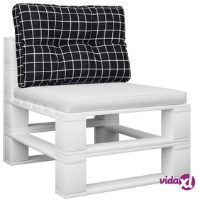vidaXL Cuscino per Pallet Motivo a Quadri Nero 50x40x12 cm in Tessuto