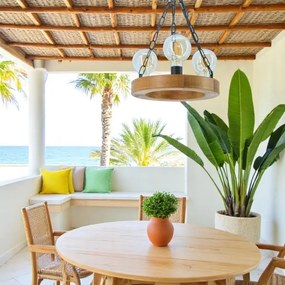 Lampadario a sospensione con catena IOS 3xE27/60W/230V diametro 30 cm faggio