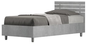 Letto singolo senza rete, con rete e contenitore testata dritta con doghe Ankel, Cemento / Con Rete
