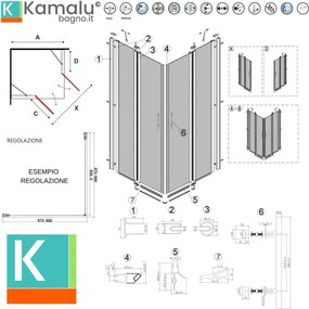 Kamalu - Cabina doccia nera 85x90 doppio battente | KPX1000N