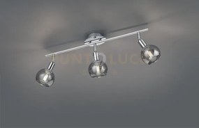 Brest barra 3 spots metallo cromo con vetri fume' l. 58cm attacco e14