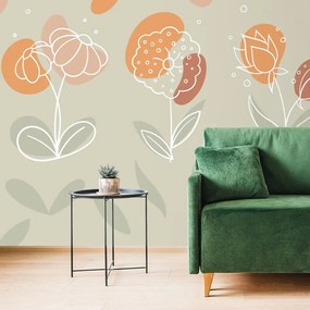 Carta da parati – Fiori minimalisti in tonalità delicate