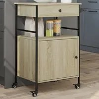 Carrello da Cucina Rovere Sonoma 56x43x89,5cm Legno Multistrato 842392