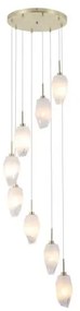 Rocky 8lt multi drop pendant, metallo ottone satinato e vetro