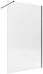 Box doccia walk-in Single, vetro 8 mm, H 200 cm, profilo nero spazzolato