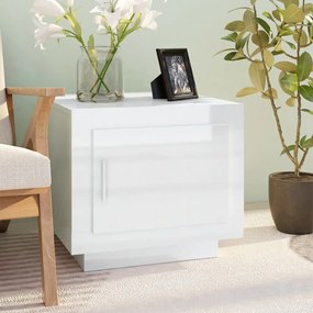 Tavolino Salotto Bianco Lucido 51x50x45 Cm İn Legno Multistrato /