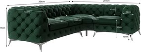 Divano angolare verde scuro (con penisola a destra/a L) con rivestimento in velluto Chelsea – Ropez
