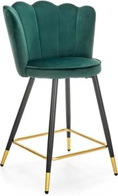 Sgabello da bar H-106 in velluto verde