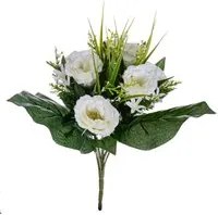 Set 3 Bouquet Artificiali di Lisiantus Altezza 32 cm Bianco